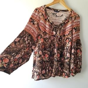 American Eagle Boho Peasant Floral Blouse